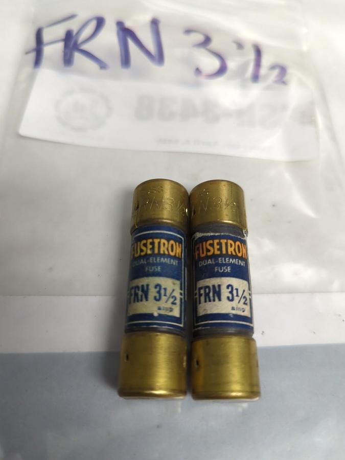 Used COOPER BUSSMANN,FRN-3-1/2,FUSETRON 3-1/2 AMP FUSE LOT OF 2 PRE-OWNED
