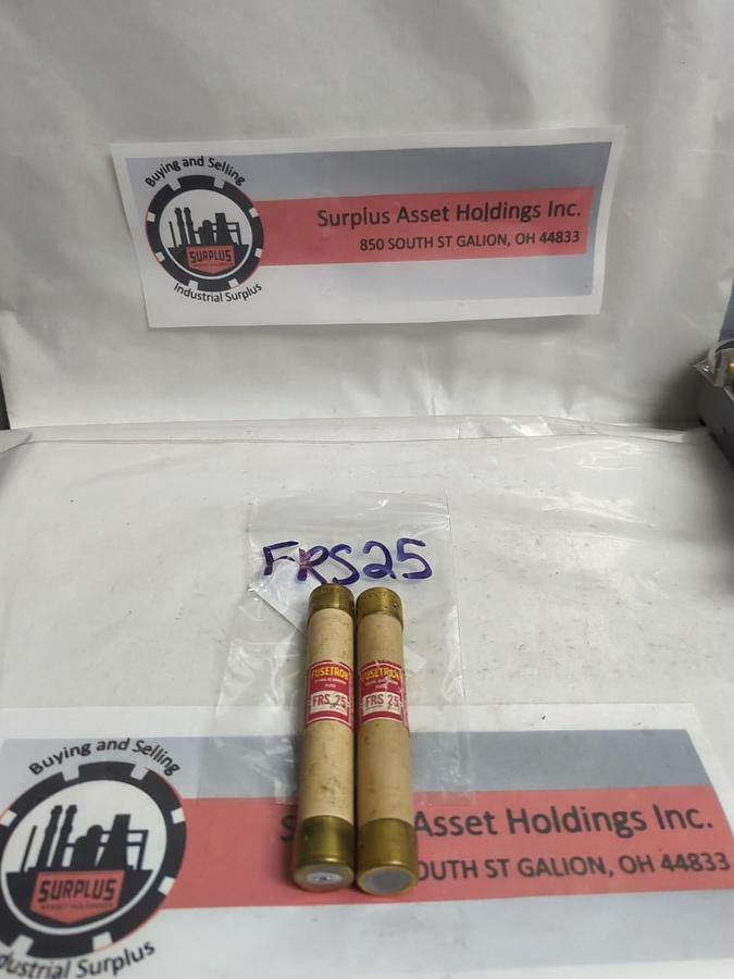 Used COOPER BUSSMANN,FRS-25,FUSETRON 25 AMP FUSE LOT OF 2 PRE-OWNED