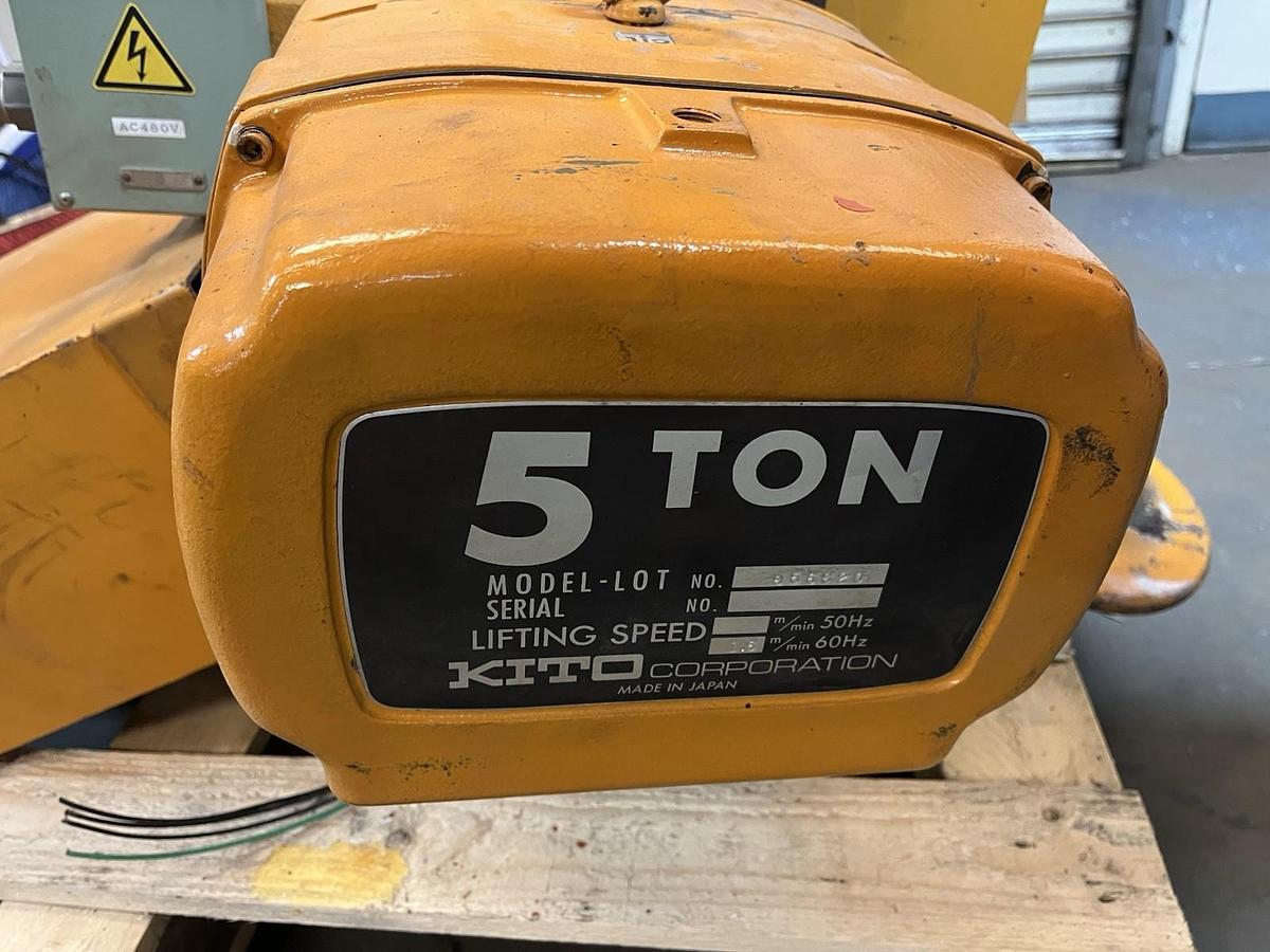 Used KITO,5 ton,ELECTRIC HOIST 5 TON SPEED 1.6M/MIN 8KW 3PH 440V