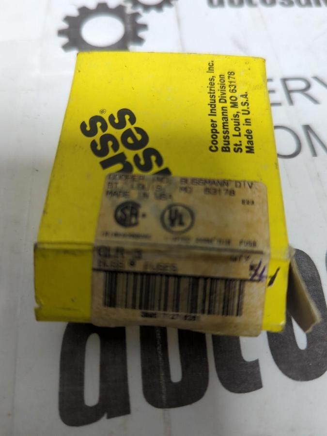 COOPER BUSSMANN,GLR-3,GLASS TUBE/KNOB 3 AMP FUSES BOX OF 4 NOS