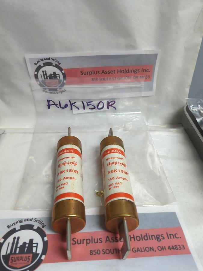 GOULD SHAWMUT,A6K150R,AMP-TRAP 150 AMP FUSE LOT OF 2 NOS