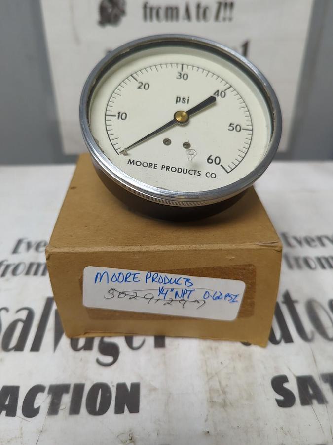 MOORE PRODUCTS,NA,PRESSURE GAUGE 1/4 INCH NPT 0-60 PSI NOS