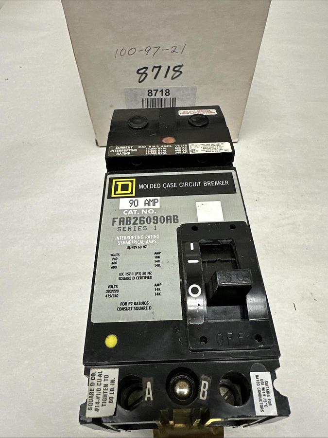 Square D,FAB26090AB,90 Amp 2 Pole  Circuit Breaker