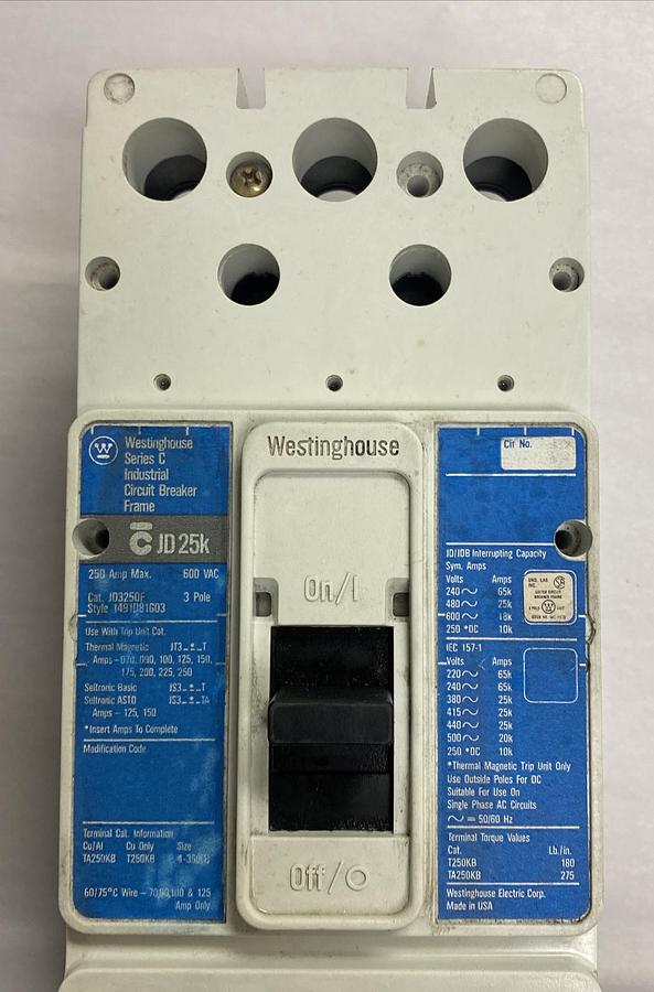 Cutler Hammer,JD3250F,Circuit Breaker Frame Only 250A 600V NOS