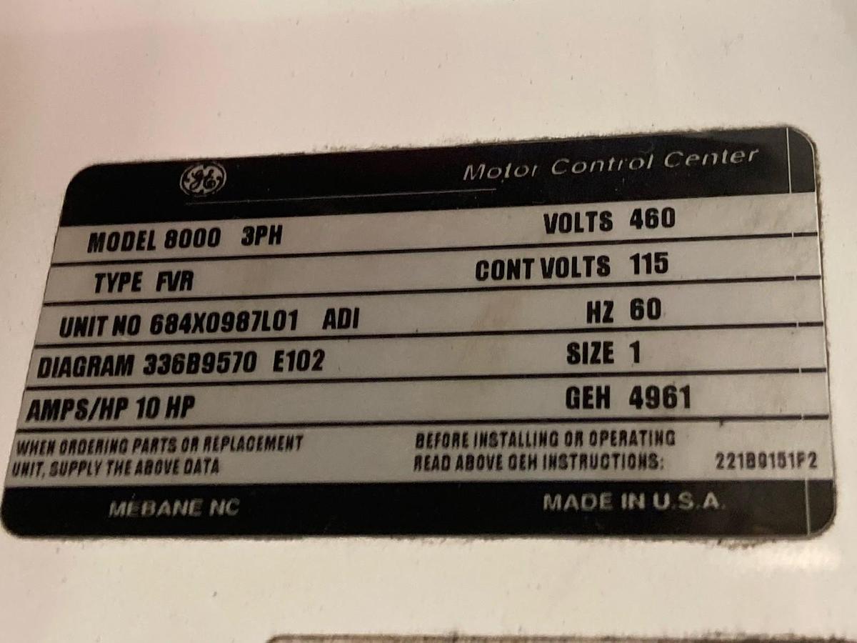 Used GE,FVR,Evolution 8000 Size 1 Reversing Starter MCC Bucket Breaker 20amp