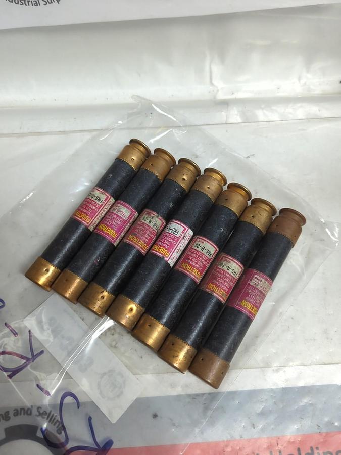 Used COOPER BUSSMANN,FRS-R-25,FUSETRON 25 AMP FUSE LOT OF 7 PRE-OWNED