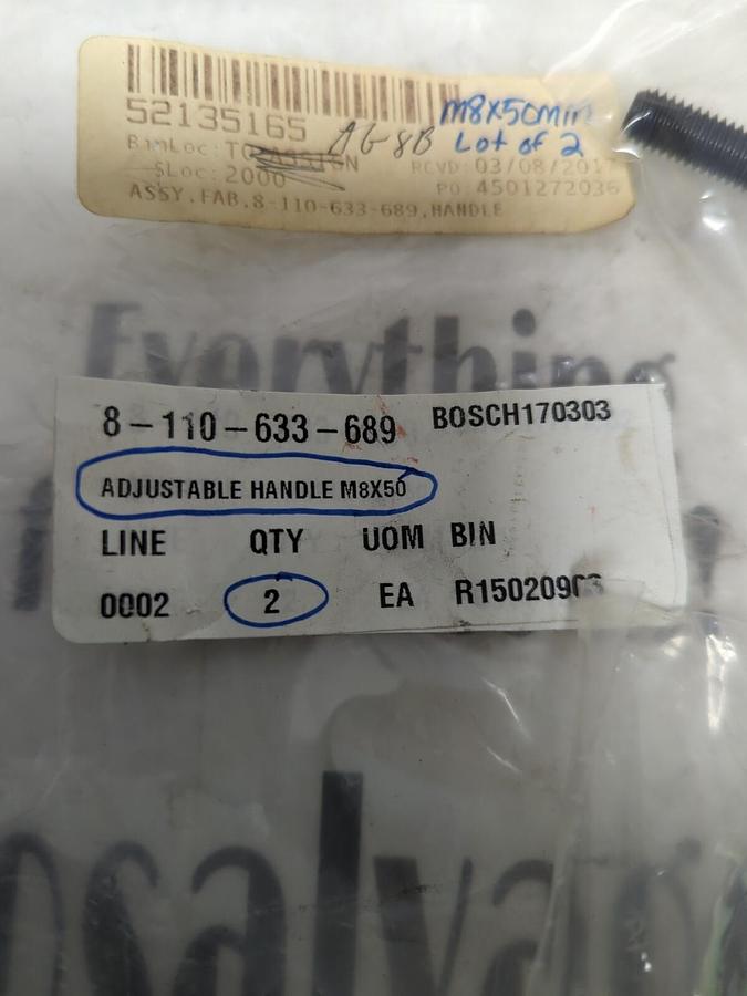 M8,50MM,PUSH BUTTON LEVEL ADJUSTABLE HANDLE MALE THREADED STUD LOT OF 2