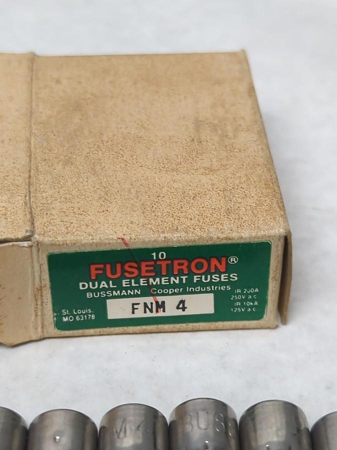 COOPER BUSSMANN,FNM-4,FUSETRON 4 AMP FUSES BOX OF 9 NOS