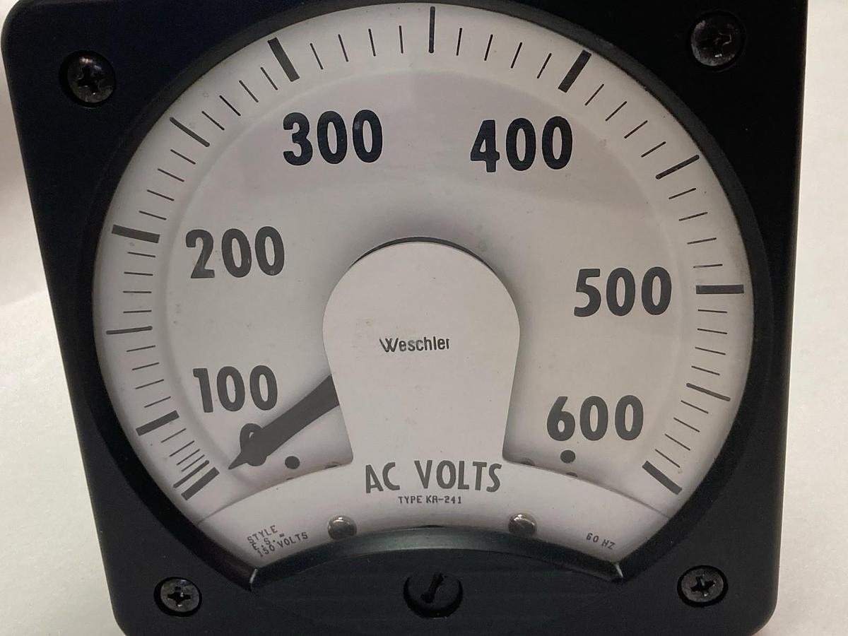 Weschler Instruments,Type KA-241,Panel Gauge Meter 0-600 AC Volts 60HZ