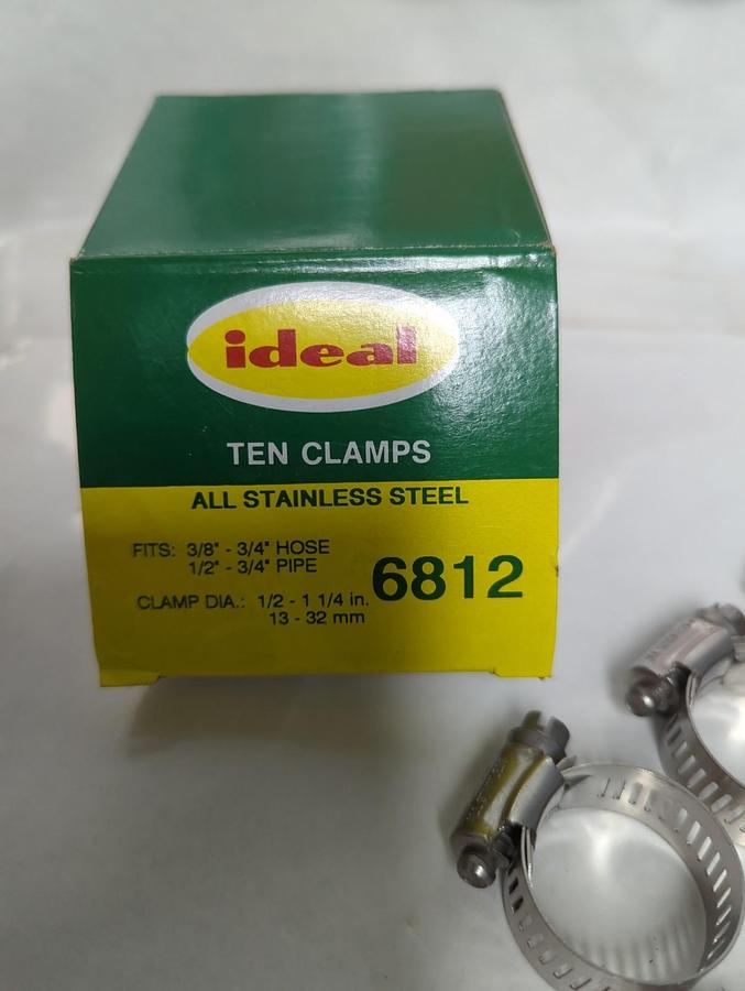 IDEAL,6812,STAINLESS STEEL HOSE CLAMP 1/2-1-1/4 INCHES BOX OF 10 NOS