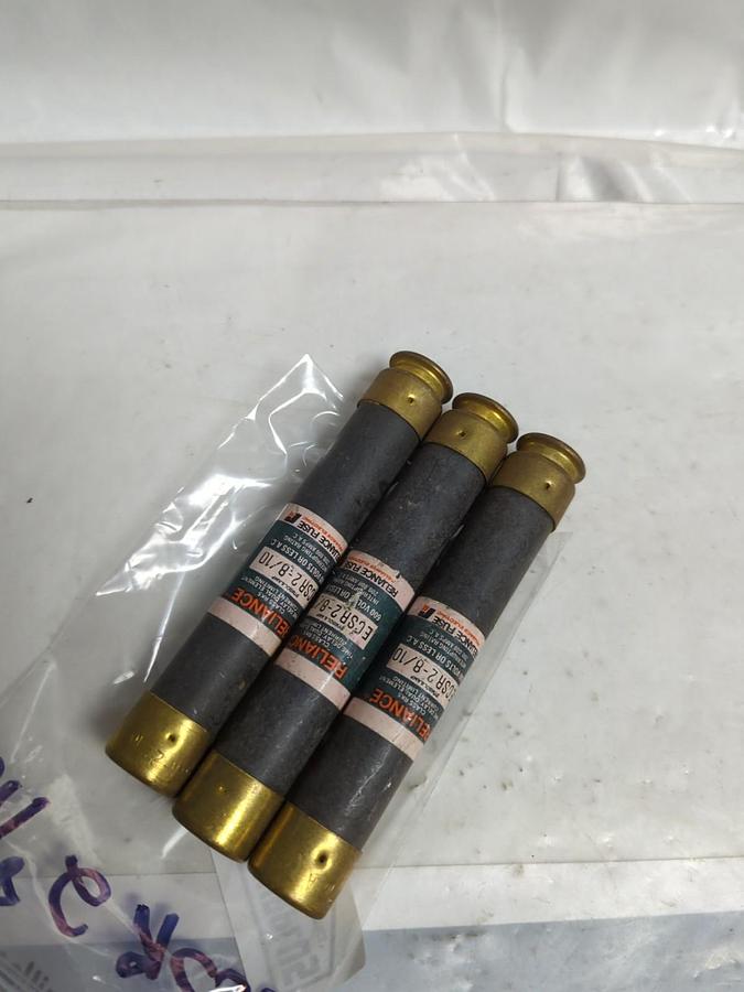 Used RELIANCE,ECSR-2-8/10,TIME-DELAY 2-8/10 AMP FUSE LOT OF 3 PRE-OWNED