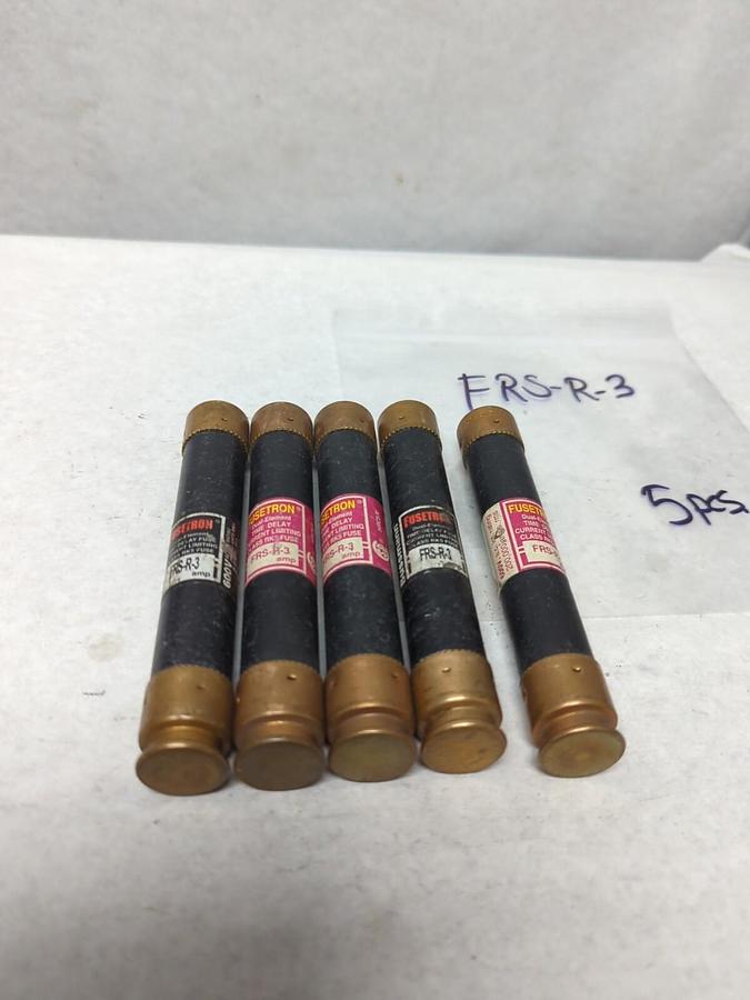 Used COOPER BUSSMANN,FRS-R-3,FUSETRON 3 AMP FUSE LOT OF 5 PRE-OWNED