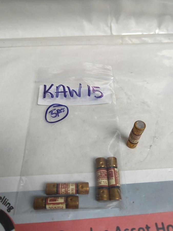 Used COOPER BUSSMANN,KAW-15,TRON 15 AMP FUSE LOT OF 5 PRE-OWNED