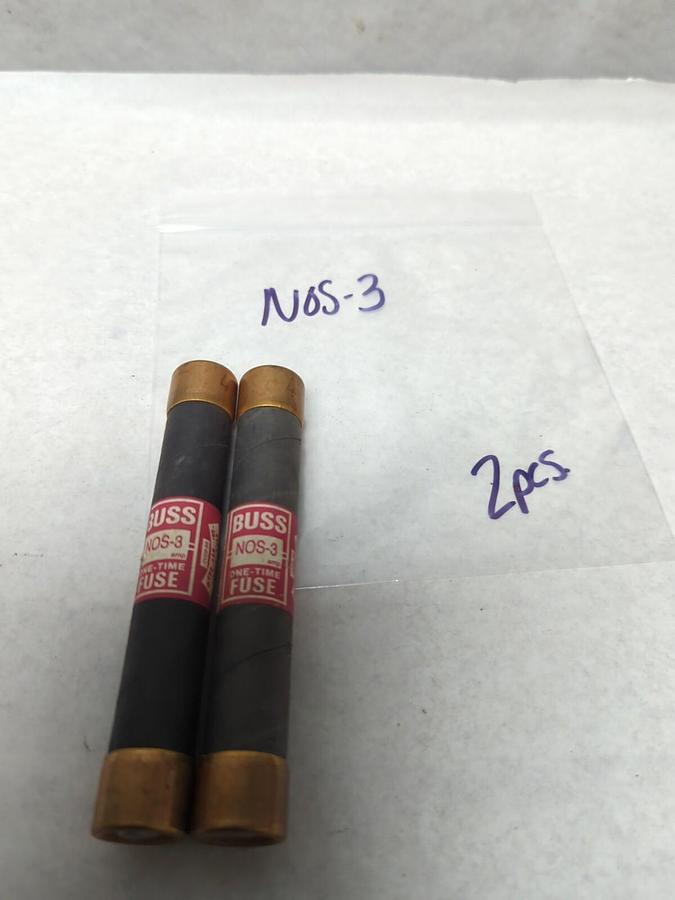 Used COOPER BUSSMANN,NOS-3,ONE-TIME 3 AMP FUSE LOT OF 2 PRE-OWNED