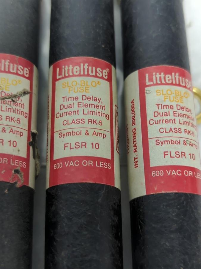 Used LITTELFUSE,FLSR10,SLO-BLO 10 AMP FUSE LOT OF 4 PRE-OWNED