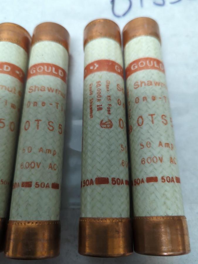 Used GOULD SHAWMUT,OTS50,ONE-TIME 50 AMP FUSE LOT OF 5 PRE-OWNED