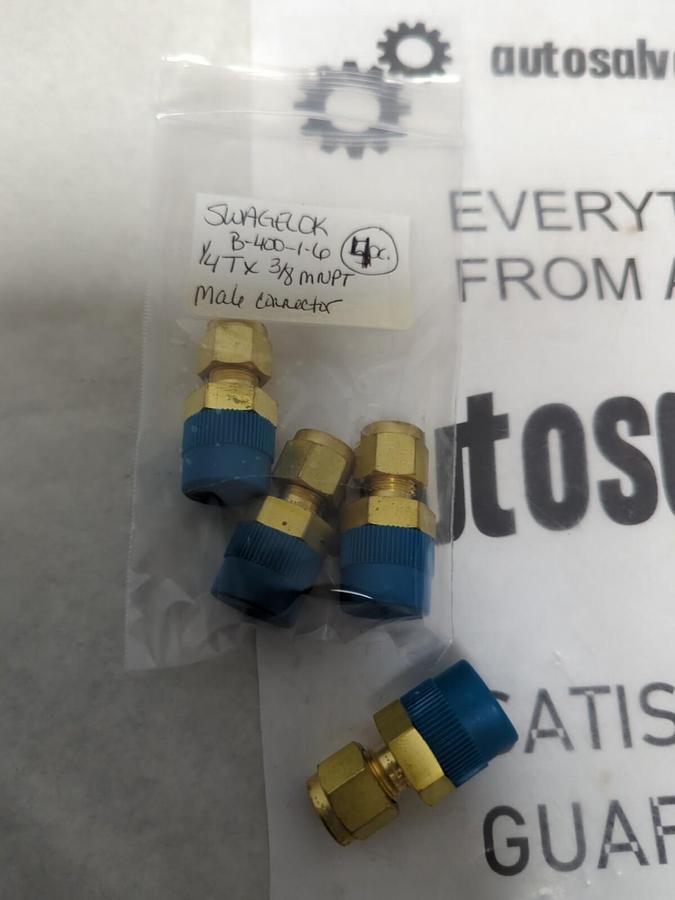 SWAGELOK,B-400-1-6,1/4T X 3/8MNPT MALE CONNECTOR LOT OF 4 NOS