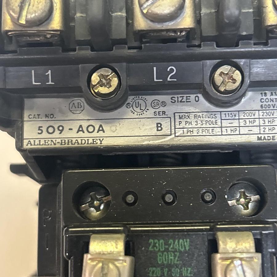 Used ALLEN BRADLEY,509-A0A,MOTOR START SIZE 0 18A 600V