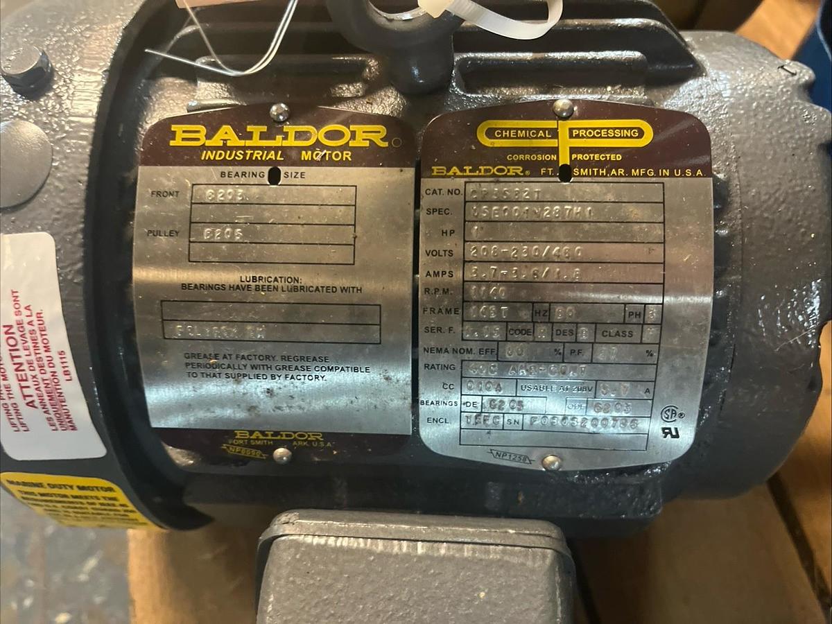 BALDOR,CP3532T,CHEMICAL PROCESSING MOTOR 1HP 208-230/460V 3PH 1140RPM 145T