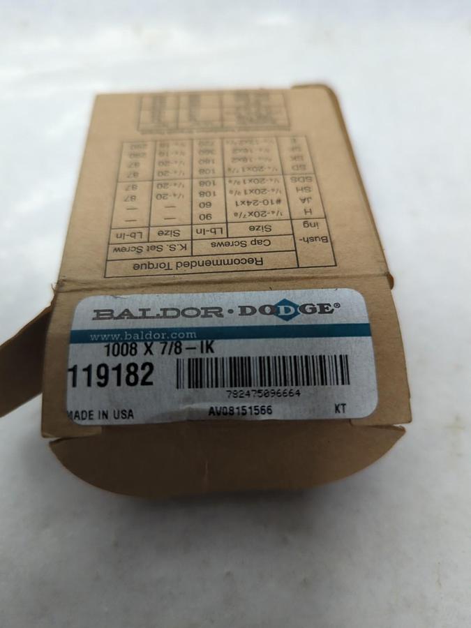 BALDOR-DOGE,119182,TAPER-LOCK BUSHING 1008X7/8KW NOS