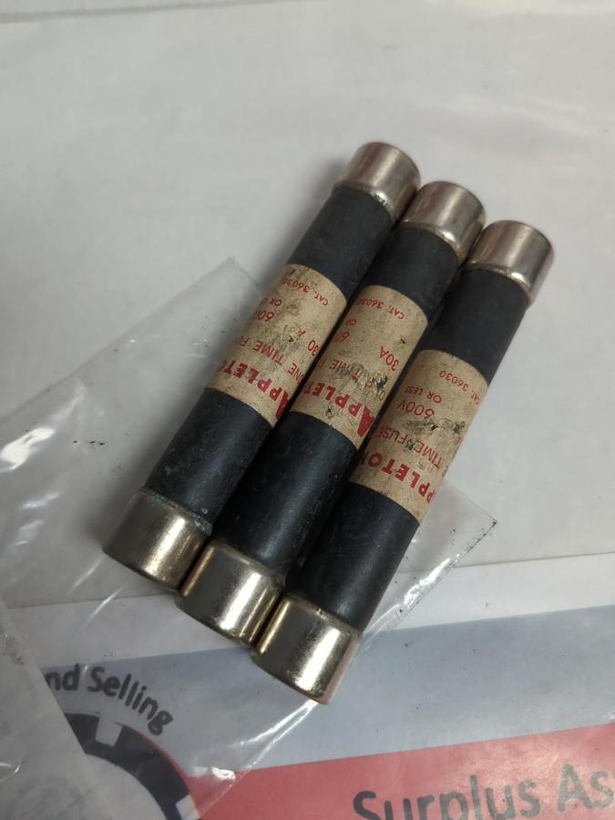 Used APPLETON,36030,ONE-TIME 30 AMP FUSE LOT OF 3 PRE-OWNED