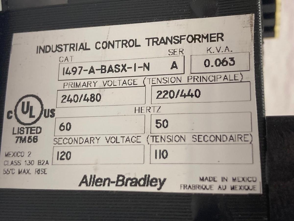 Allen-Bradley,1497-A-BASX-I-N,Control Transformer 240/480V 60Hz 0.063kVa