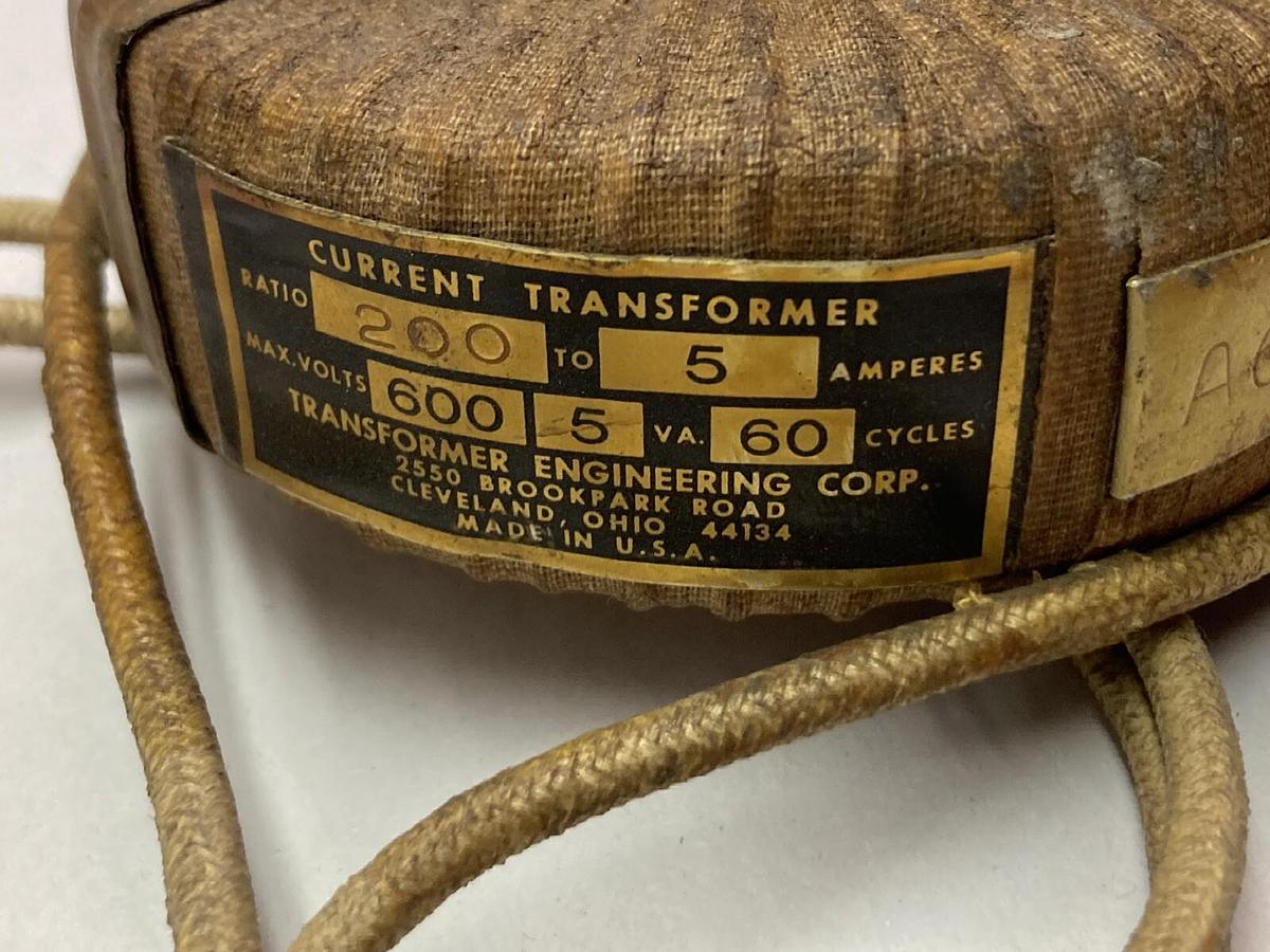 Used Transformer Engineering Corp,A60-106804-1,Coil Ratio 200:5 600V