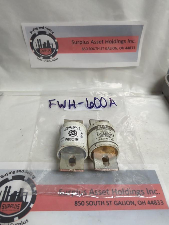 BUSSMANN,FWH 600,SEMICONDUCTOR FUSE 600 AMP LOT OF 2 NOS
