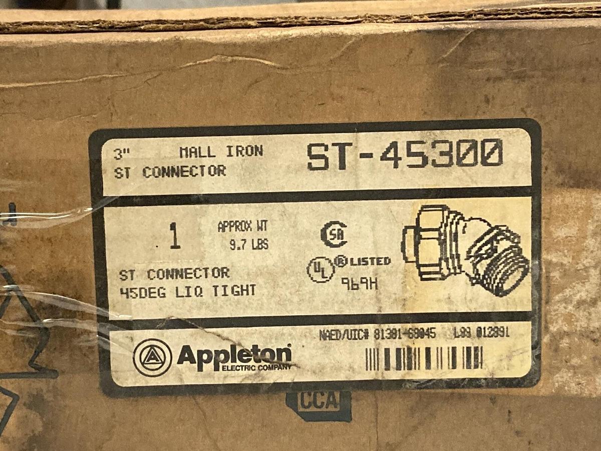 Used Appleton,ST-45300,3 Inch Liquidtight Connector