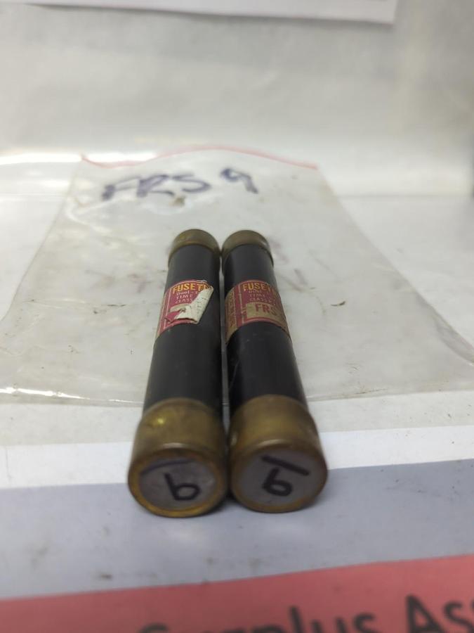 Used COOPER BUSSMANN,FRS-9,FUSETRON 9 AMP FUSE LOT OF 2 PRE-OWNED