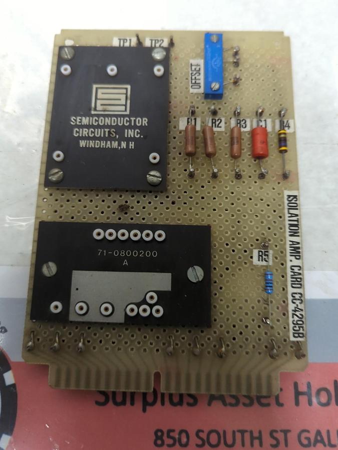 Used SEMICONDUCTOR CIRCUITS INC,CC-4295B,ISOLATION AMPLIFIER CARD PRE-OWNED
