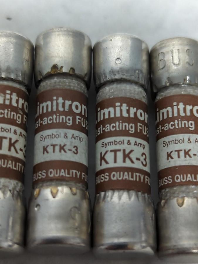 COOPER BUSSMANN,KTK-3,LIMITRON 3 AMP FUSE LOT OF 4 NOS