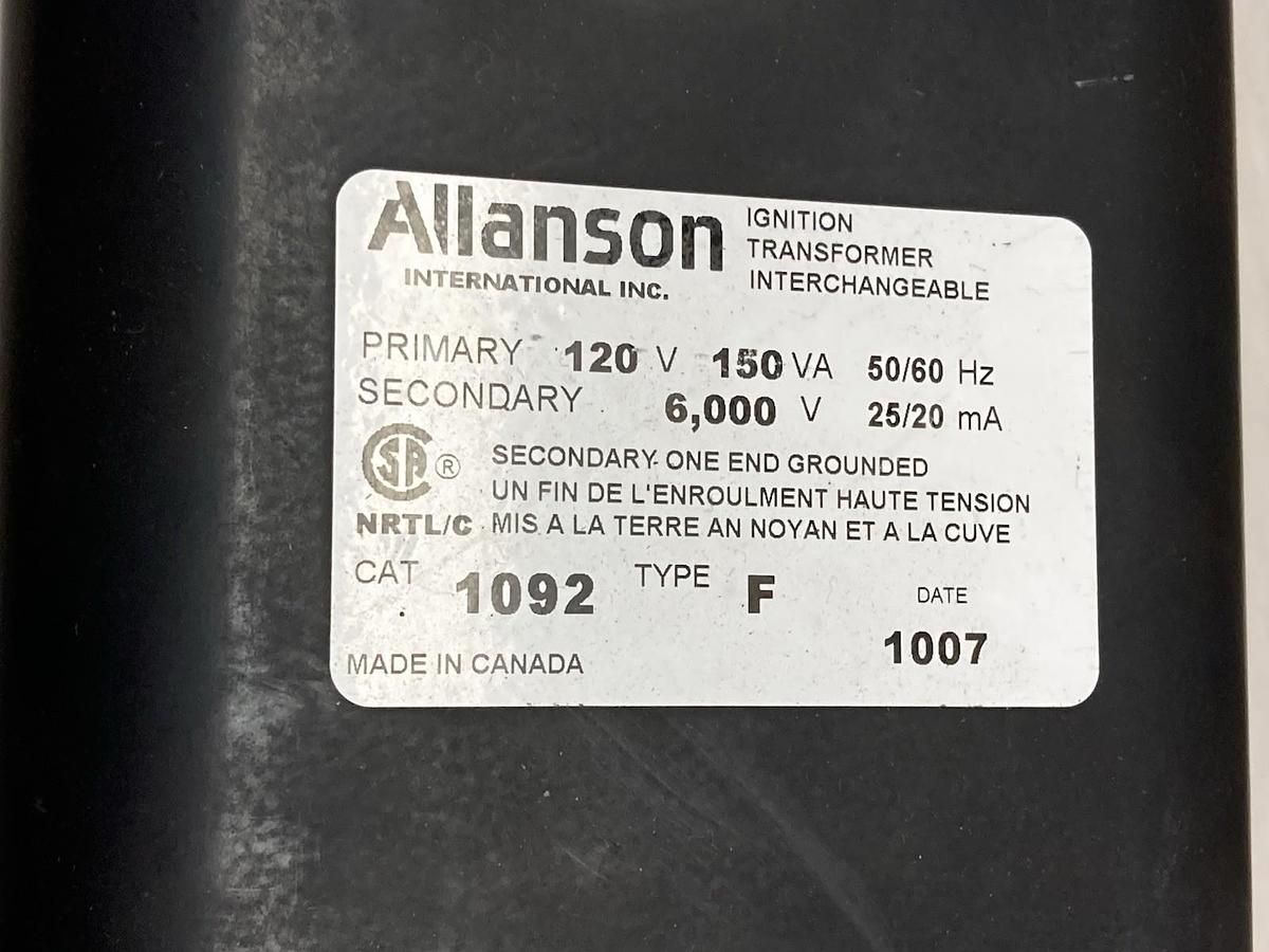 Used Allanson,1092 Type F,Ignition Transformer 120V 50/60Hz