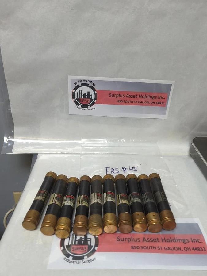 Used COOPER BUSSMANN,FRS-R-45,FUSETRON 45 AMP FUSE LOT OF 10 PRE-OWNED