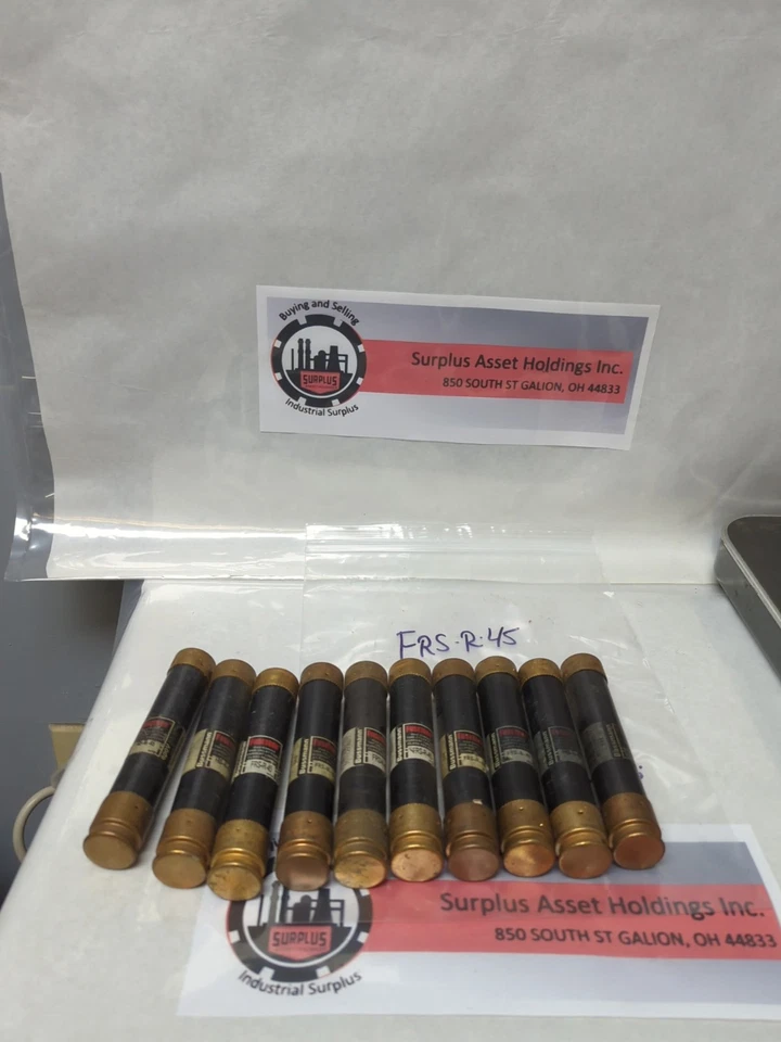 Used COOPER BUSSMANN,FRS-R-45,FUSETRON 45 AMP FUSE LOT OF 10 PRE-OWNED