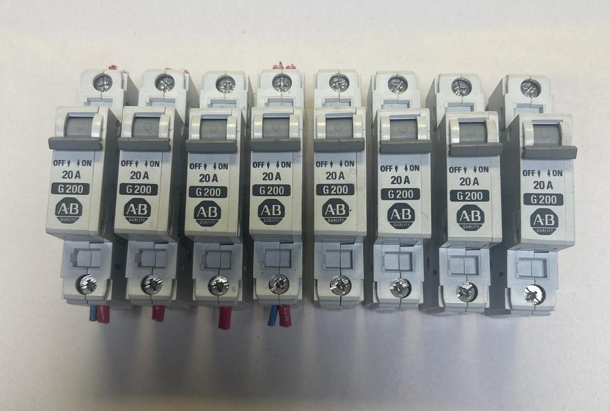 Used ALLEN BRADLEY,1492-CB1,CIRCUIT BREAKER 20A 1P LOT OF 8