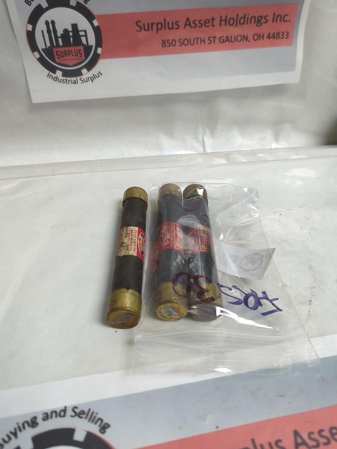 Used COOPER BUSSMANN,FRS30,FUSETRON FUSE 30 AMP LOT OF 3 PRE-OWNED