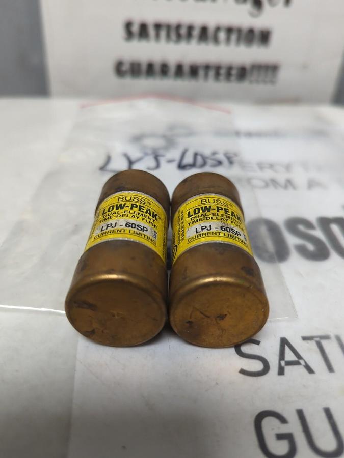 COOPER BUSSMANN,LPJ-60SP,LOW-PEAK 60 AMP FUSE LOT OF 2 NOS