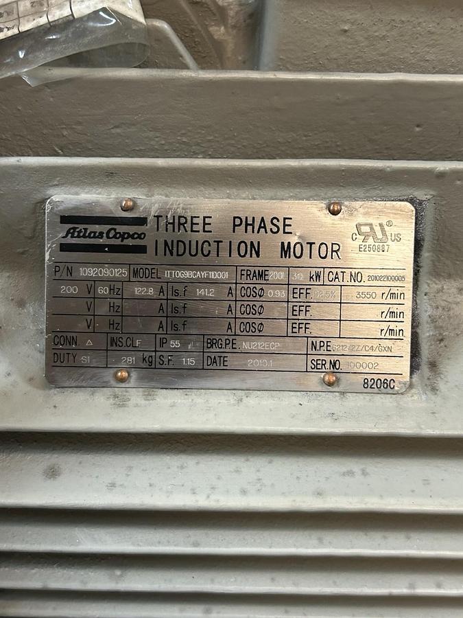 ATLAS COPCO,1092090125,INDUCTION MOTOR 40HP 200V 3550RPM 3PH 200L FRAME