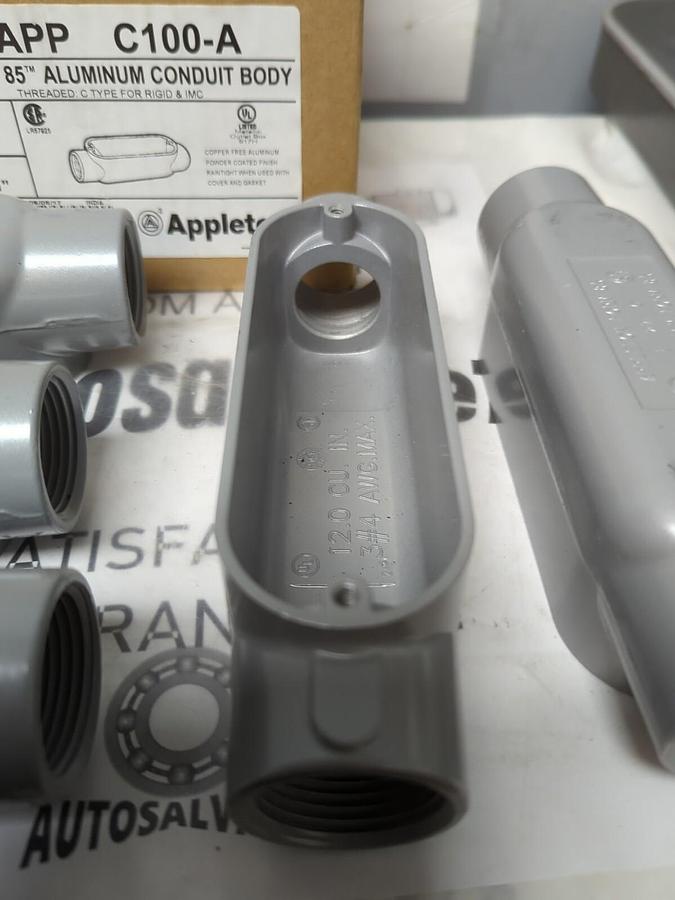 APPLETON,C100-A,1 INCH FORM 85 ALUMINUM CONDUIT BODY BOX OF 5 NEW