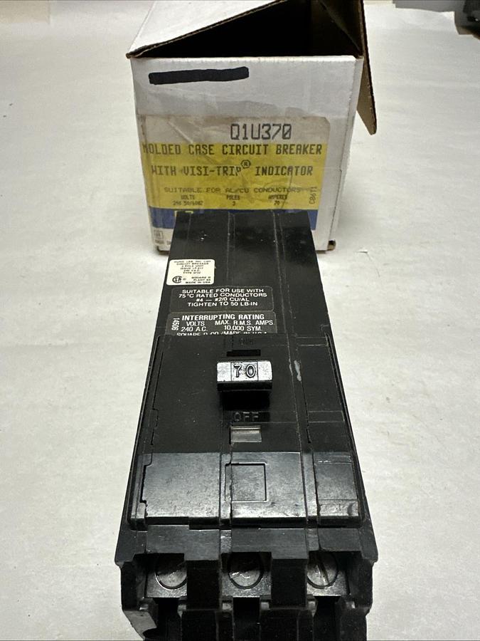 Used Square-D,Q1U370,70 Amp 3 Pole Circuit Breaker