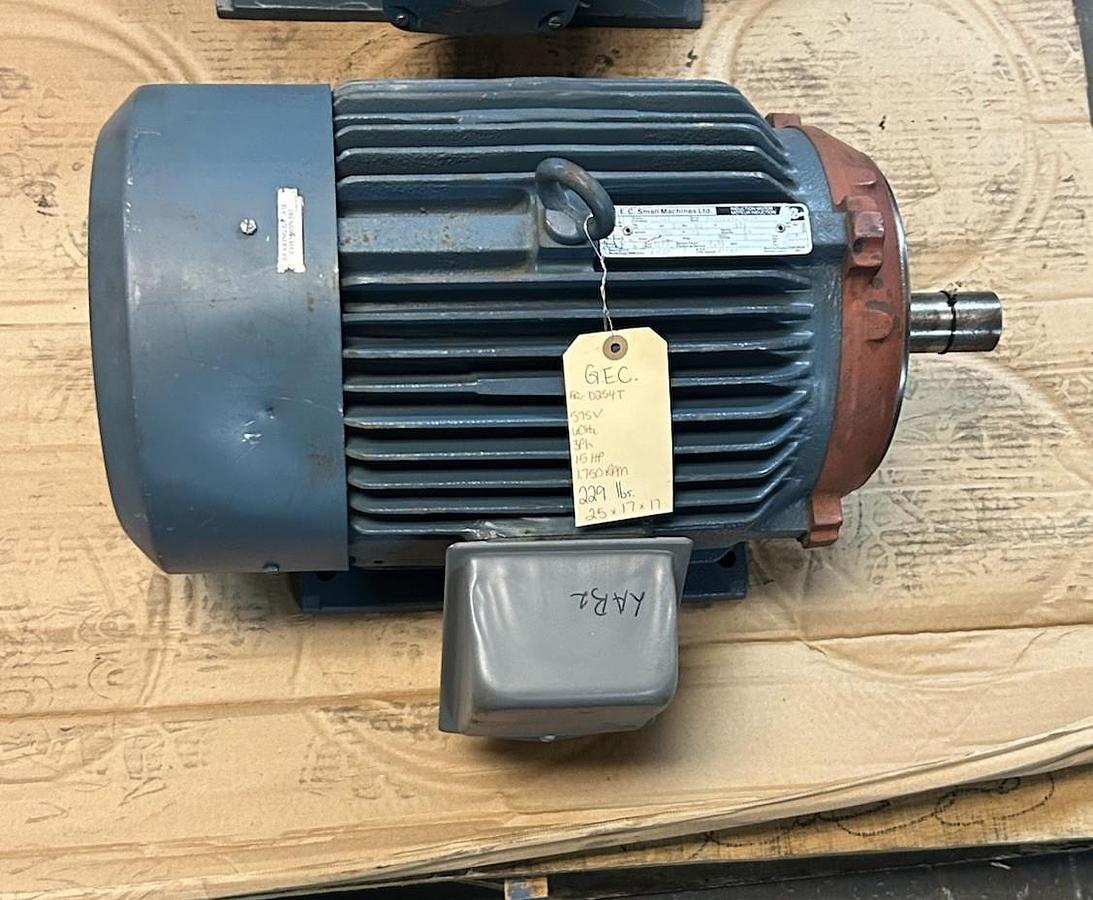 Used GEC SMALL MACHINES,D254T,MOTOR 15HP 575V 1750RPM 3PH D254T FRAME