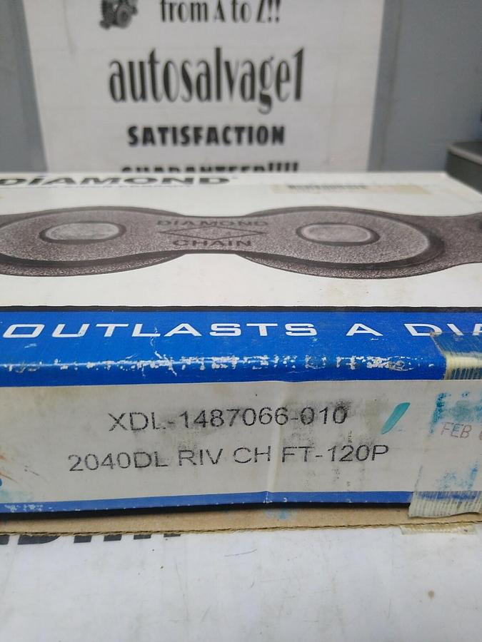 Used DIAMOND,XDL-1487066-010 2040DL,RIVETED CHAIN -120P 10FT NOS