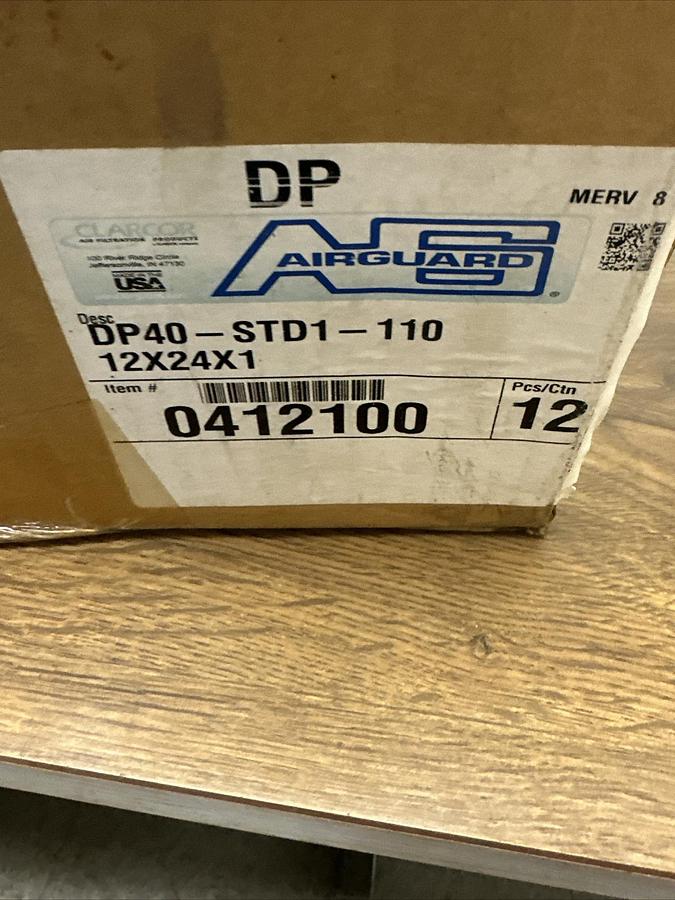Airguard,DP40-STD1-110 12X24X1, Air Filter Box of 12