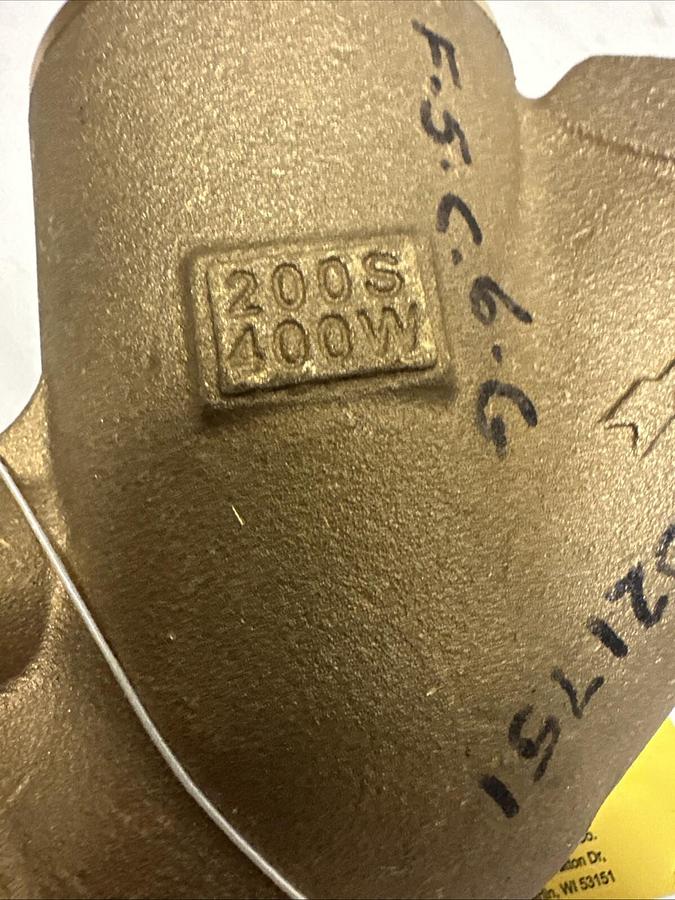 Used Milwaukee Valve,200S400W,Brass 2" Y Check Valve