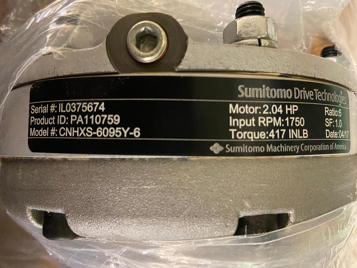 Used Sumitomo Cyclo,60 00 CNHXS-6095Y-6,Gear Reducer Ratio 6 Input 2.04HP 1750RPM
