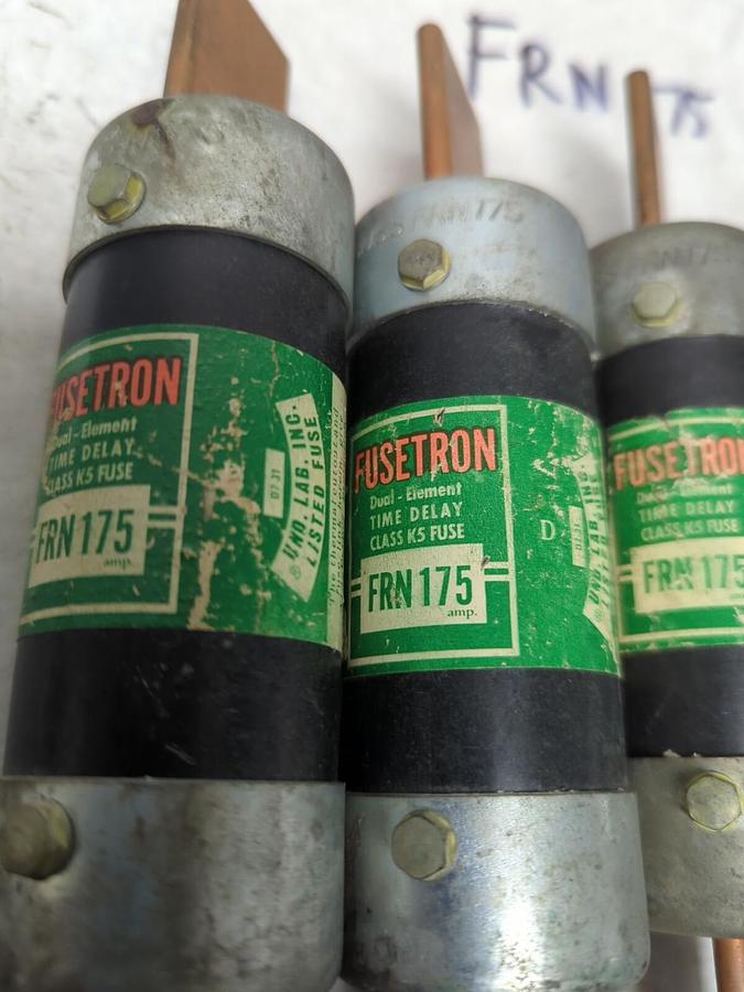 Used COOPER BUSSMANN,FRN-175,FUSETRON 175 AMP FUSE LOT OF 3 PRE-OWNED