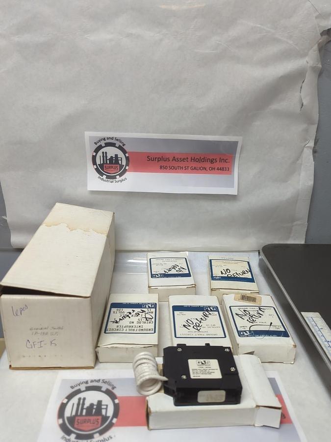 Used GENERAL SWITCH,GFI-15,CIRCUIT BREAKER 15 AMP 1-POLE LOT OF 6 NOS