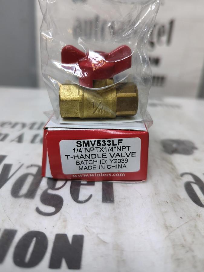 WINTERS,SMV533LF,T-HANDLE MINI BALL VALVE FEMALE X FEMALE 1/4 INCH NEW