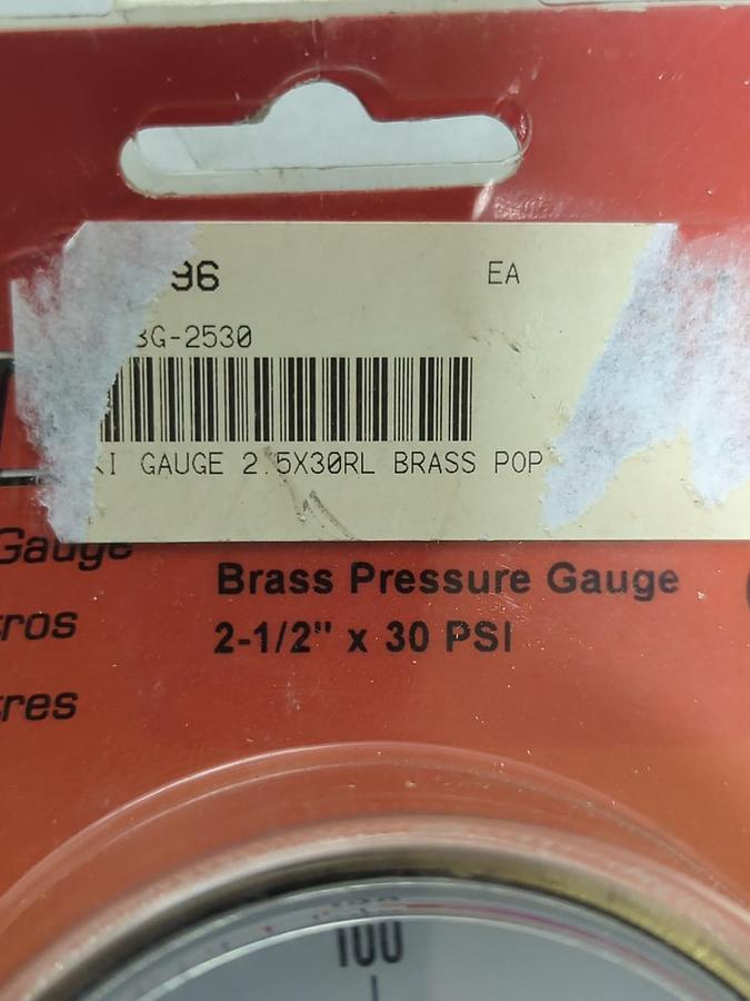 PEARSON,BG-2530,2-1/2 INCH X 30 PSI PRESSURE GAUGE NOS